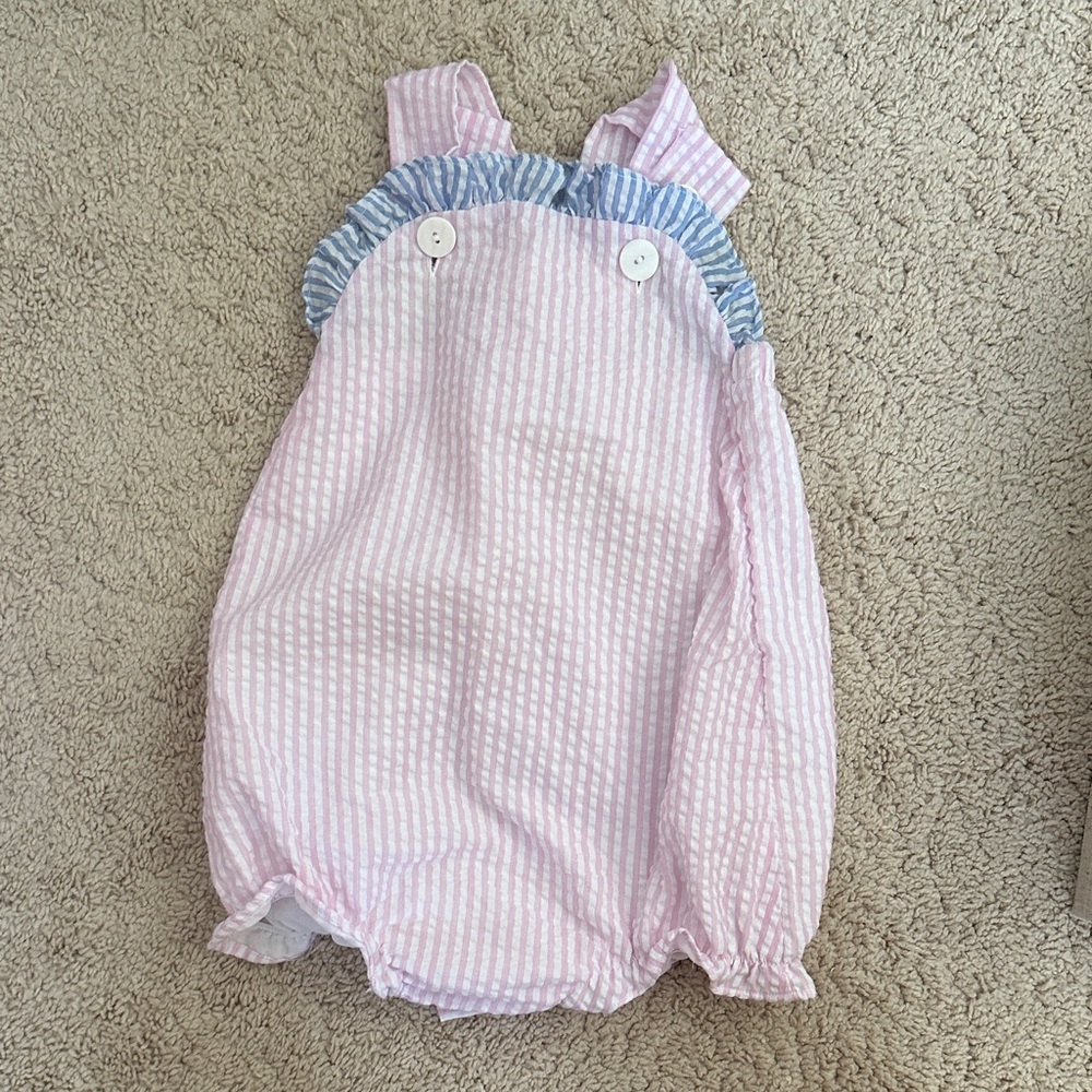 Pink and Blue Striped Kids One Piece